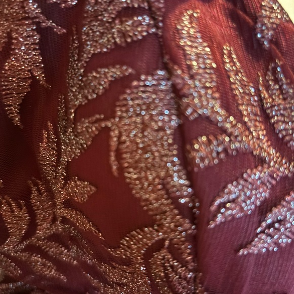 Elegant Burgundy Lace flowing Gown from Dillards - Picture 3 of 12